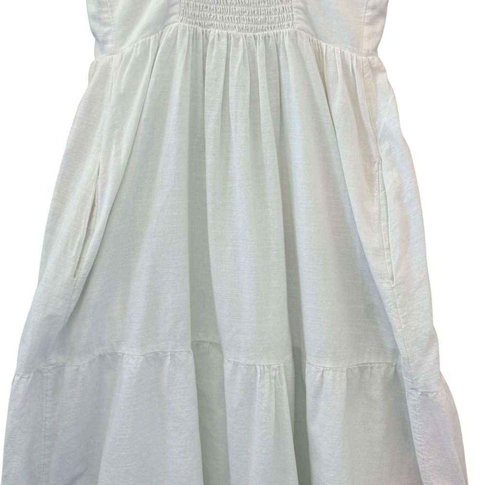 Urban Outfitters White Cotton Button Down Tie Strap Tiered Midi Dress Womens S - Picture 12 of 16
